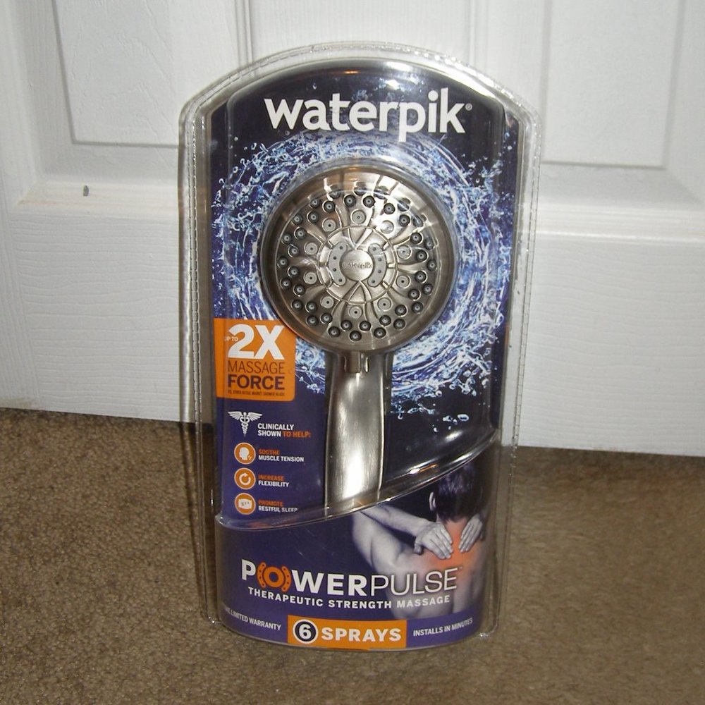 NEW! Waterpik Single Wall Mount Handheld Adjustable Shower Head Brushed Nickel